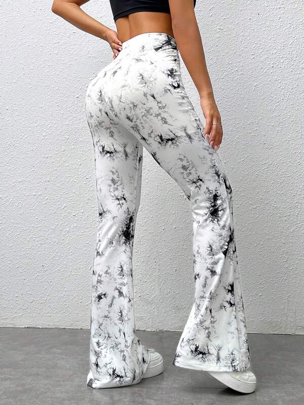 Women's Fashionable Tie Dye Slim Flared Long Pants